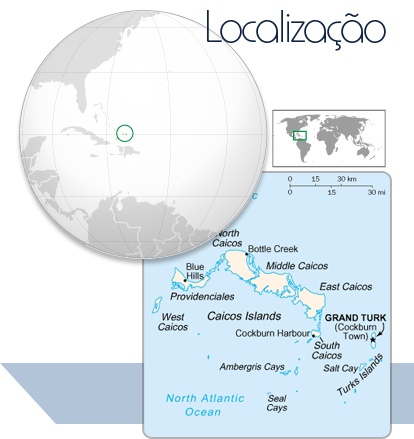 Localização Ilhas Turks e Caicos