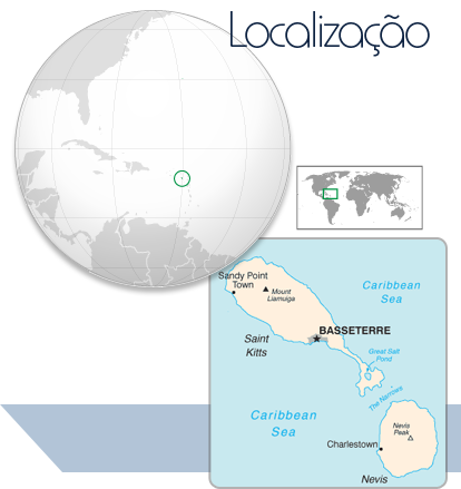 Localização São Cristovão e Nevis